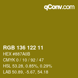 Color code: RGB 136 122 11 | qconv.com