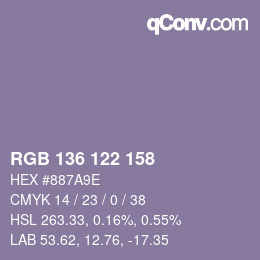 Color code: RGB 136 122 158 | qconv.com