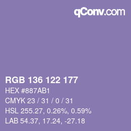 Color code: RGB 136 122 177 | qconv.com