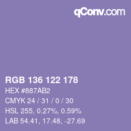 Color code: RGB 136 122 178 | qconv.com