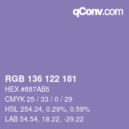 Color code: RGB 136 122 181 | qconv.com