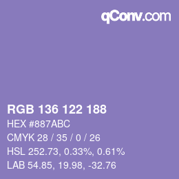 カラーコード: RGB 136 122 188 | qconv.com