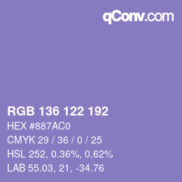 Color code: RGB 136 122 192 | qconv.com