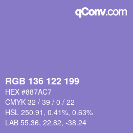Color code: RGB 136 122 199 | qconv.com