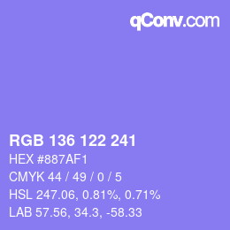 Color code: RGB 136 122 241 | qconv.com