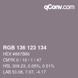 Color code: RGB 136 123 134 | qconv.com
