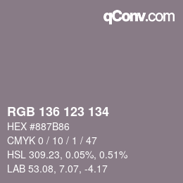 Color code: RGB 136 123 134 | qconv.com