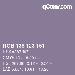 Color code: RGB 136 123 151 | qconv.com