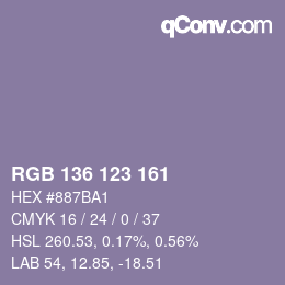 Color code: RGB 136 123 161 | qconv.com