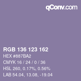 Color code: RGB 136 123 162 | qconv.com