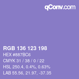 Color code: RGB 136 123 198 | qconv.com