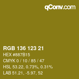 Color code: RGB 136 123 21 | qconv.com