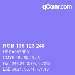 Color code: RGB 136 123 248 | qconv.com