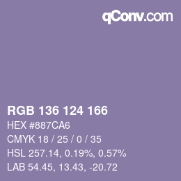 カラーコード: RGB 136 124 166 | qconv.com