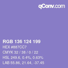 Color code: RGB 136 124 199 | qconv.com