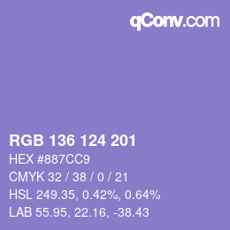 Color code: RGB 136 124 201 | qconv.com