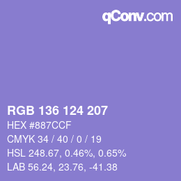 Color code: RGB 136 124 207 | qconv.com