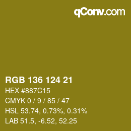 Color code: RGB 136 124 21 | qconv.com