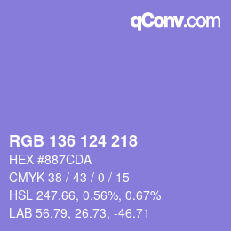Color code: RGB 136 124 218 | qconv.com