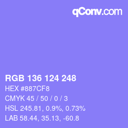 Color code: RGB 136 124 248 | qconv.com