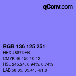 Color code: RGB 136 125 251 | qconv.com