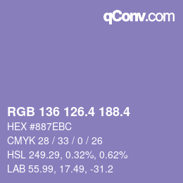 カラーコード: RGB 136 126.4 188.4 | qconv.com