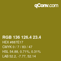 カラーコード: RGB 136 126.4 23.4 | qconv.com