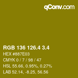カラーコード: RGB 136 126.4 3.4 | qconv.com