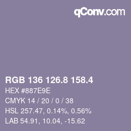 カラーコード: RGB 136 126.8 158.4 | qconv.com