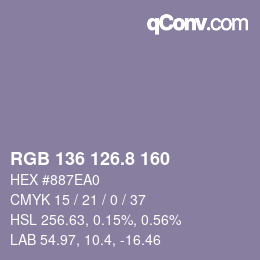 カラーコード: RGB 136 126.8 160 | qconv.com