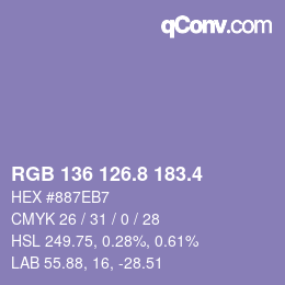 カラーコード: RGB 136 126.8 183.4 | qconv.com