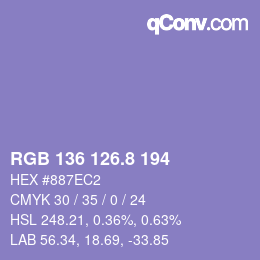 カラーコード: RGB 136 126.8 194 | qconv.com