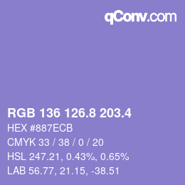 カラーコード: RGB 136 126.8 203.4 | qconv.com