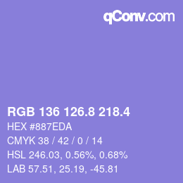 カラーコード: RGB 136 126.8 218.4 | qconv.com