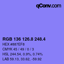 カラーコード: RGB 136 126.8 248.4 | qconv.com