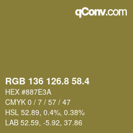 カラーコード: RGB 136 126.8 58.4 | qconv.com