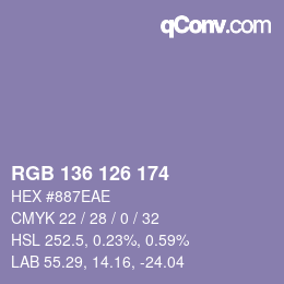 Color code: RGB 136 126 174 | qconv.com