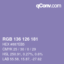 Color code: RGB 136 126 181 | qconv.com