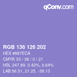 Color code: RGB 136 126 202 | qconv.com