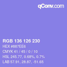 Color code: RGB 136 126 230 | qconv.com