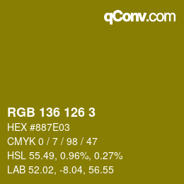 Color code: RGB 136 126 3 | qconv.com
