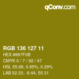 Color code: RGB 136 127 11 | qconv.com