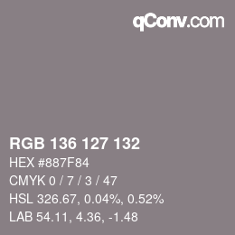 Color code: RGB 136 127 132 | qconv.com
