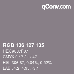 Color code: RGB 136 127 135 | qconv.com