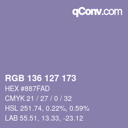 Color code: RGB 136 127 173 | qconv.com