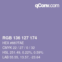 Color code: RGB 136 127 174 | qconv.com