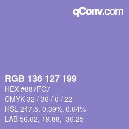 Color code: RGB 136 127 199 | qconv.com