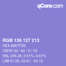Color code: RGB 136 127 213 | qconv.com