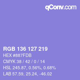 Color code: RGB 136 127 219 | qconv.com