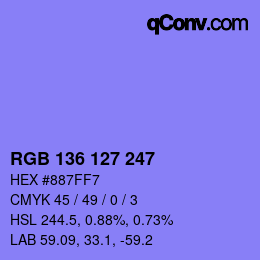 Color code: RGB 136 127 247 | qconv.com